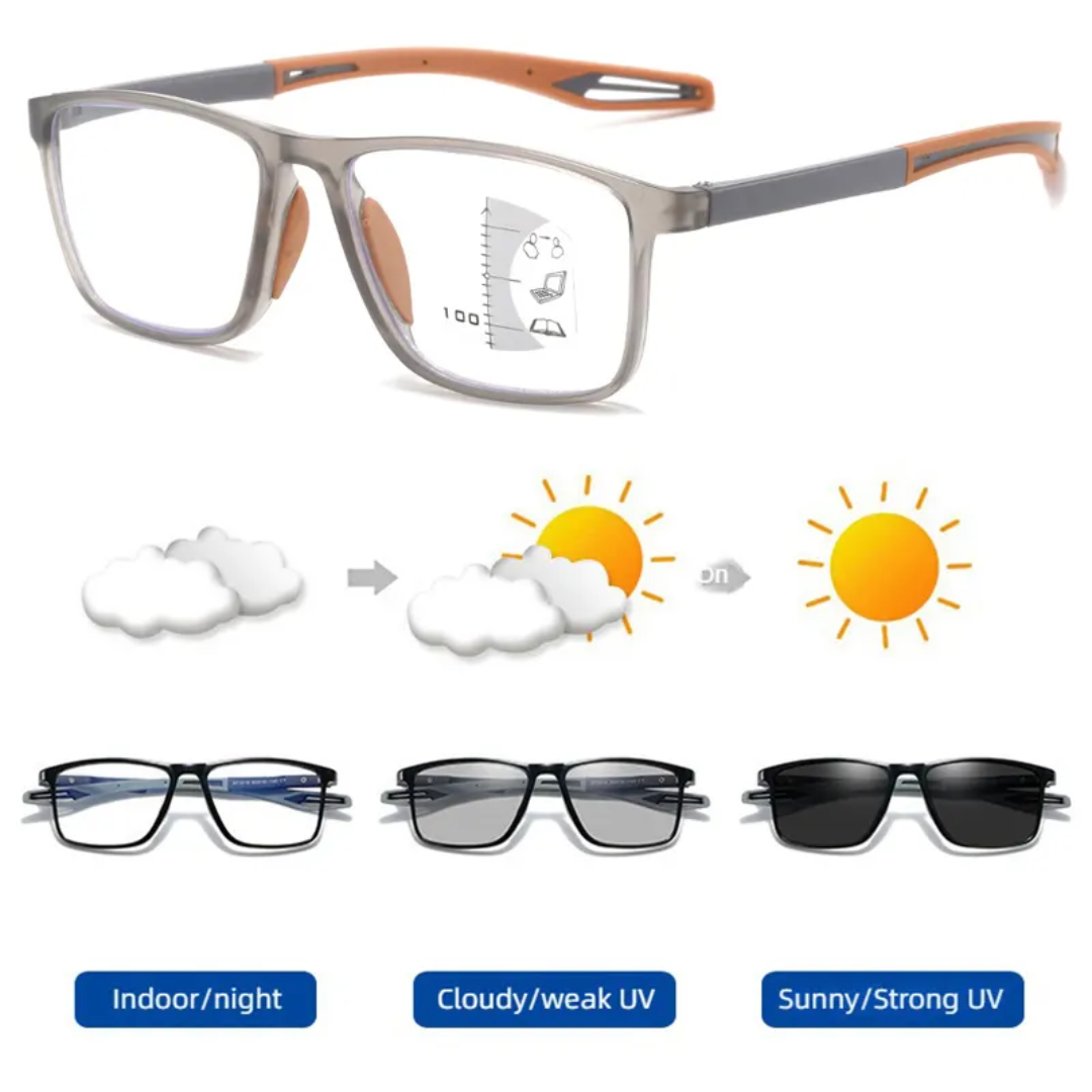 Multi Focus Progressive Photochromic Reading Glasses