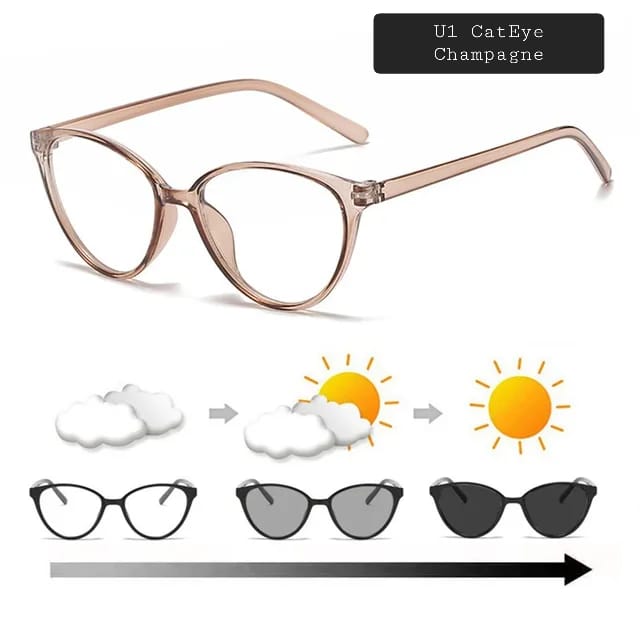 Photochromic +Anti Blue Light Glasses (U1 CatEye)