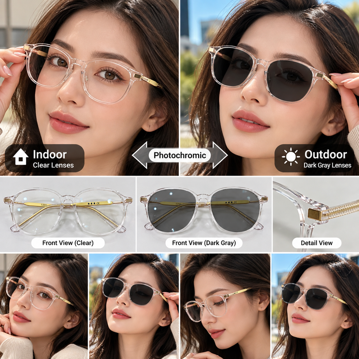 Photochromic + Anti Blue Light Glasses (GucciStyle)