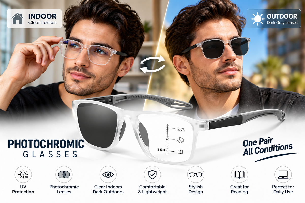 Multi Focus Progressive Photochromic Reading Glasses