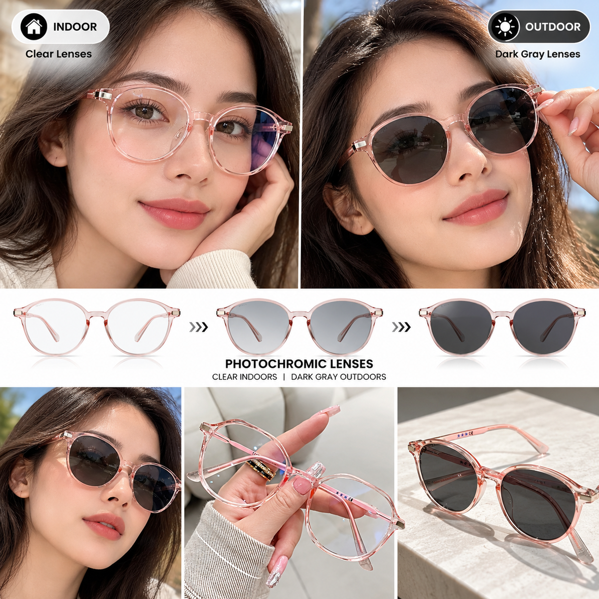 Photochromic + Anti Blue Light Glasses (GucciStyle)