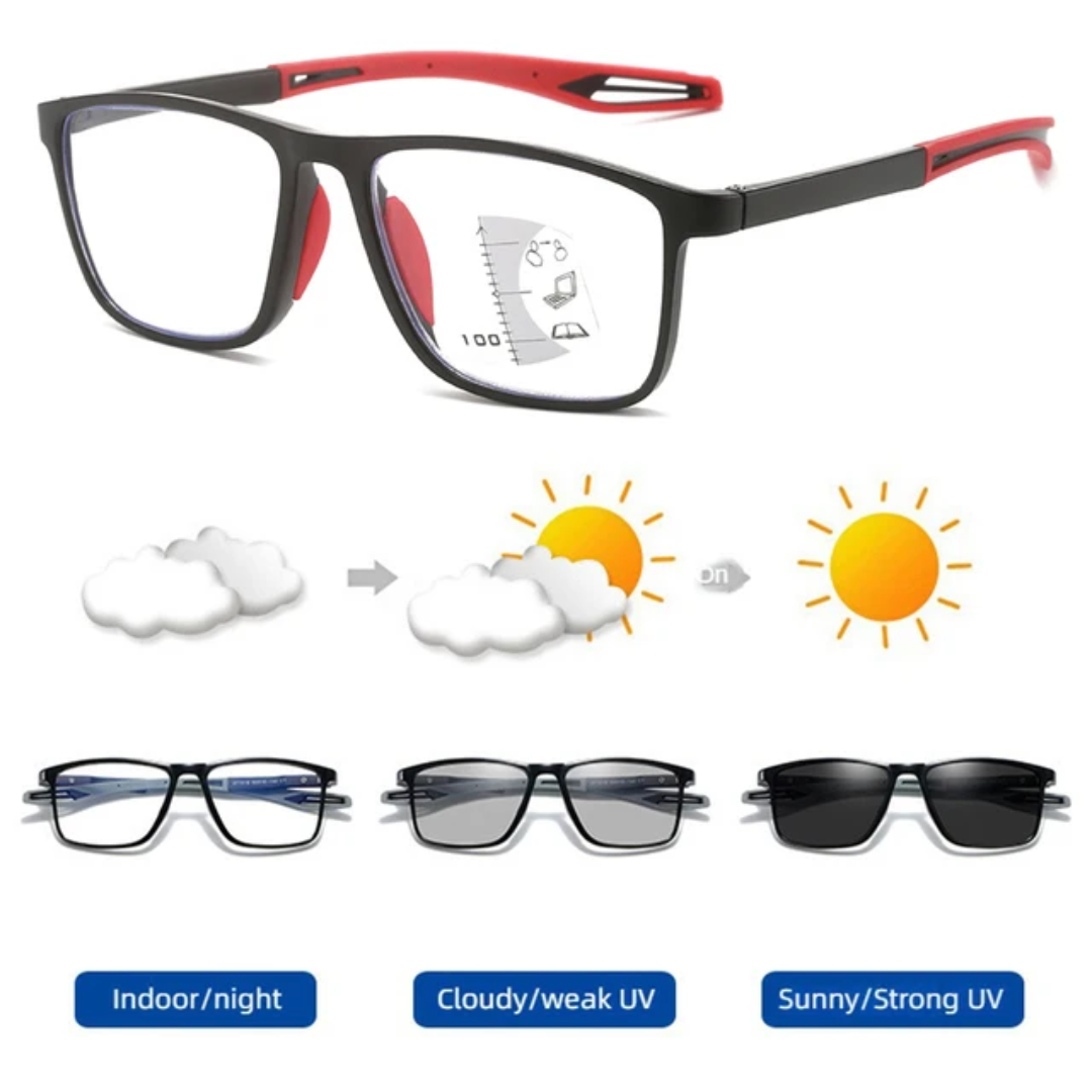 Multi Focus Progressive Photochromic Reading Glasses