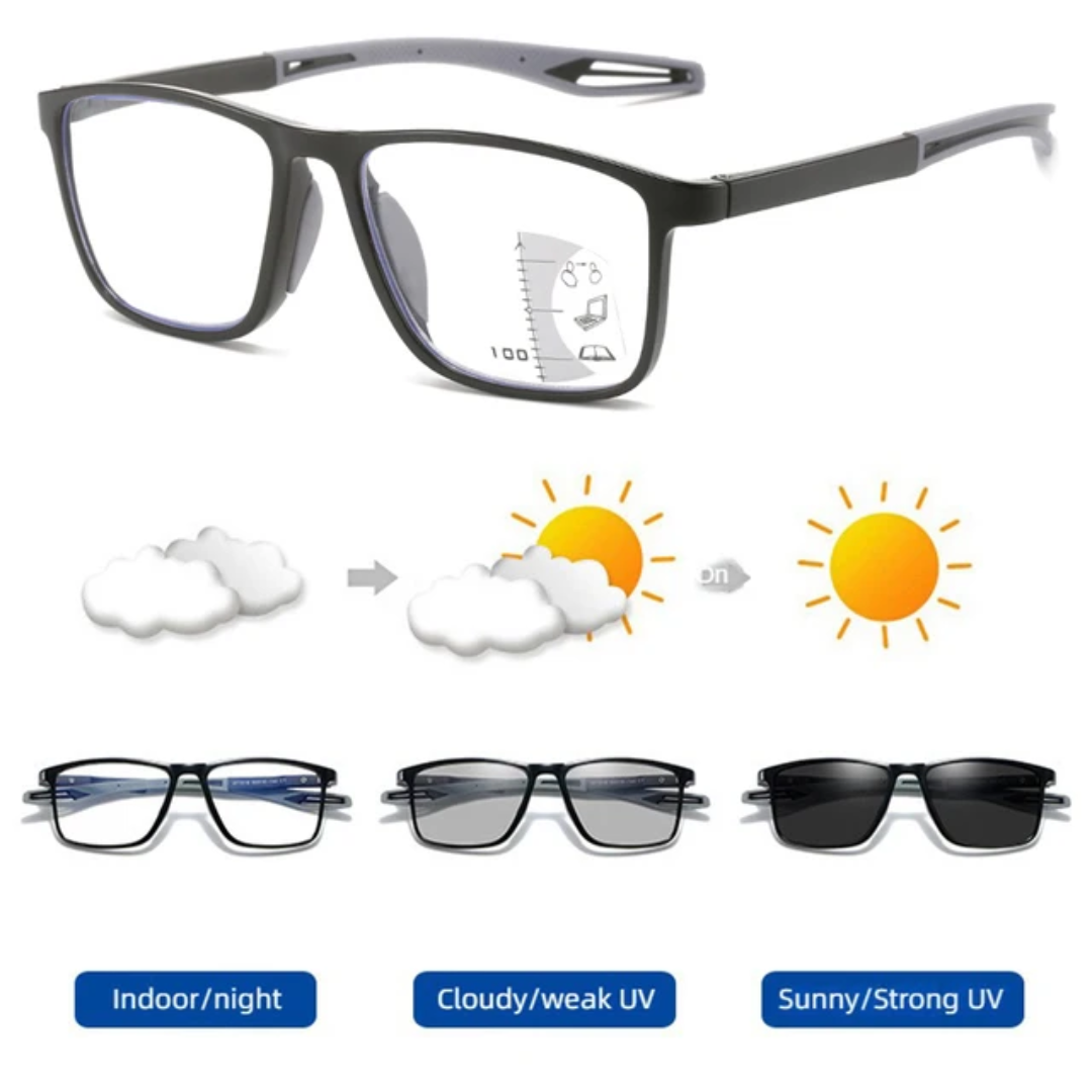 Multi Focus Progressive Photochromic Reading Glasses