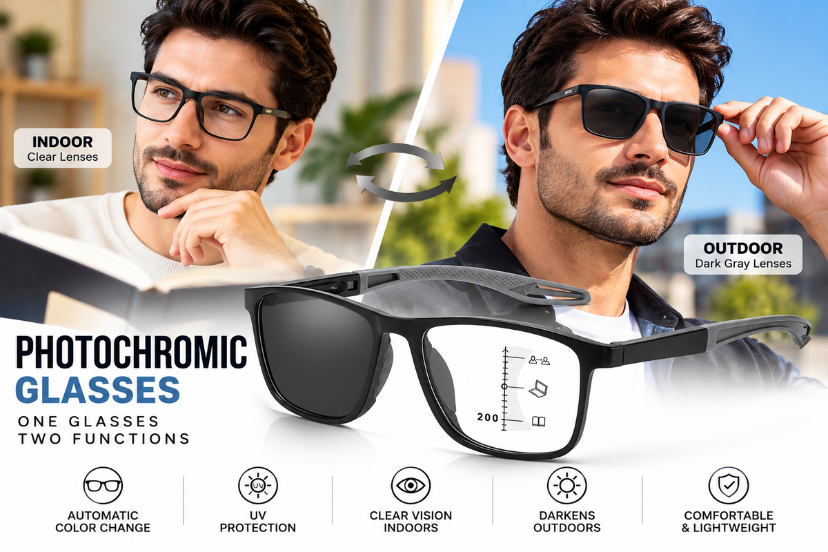 Multi Focus Progressive Photochromic Reading Glasses
