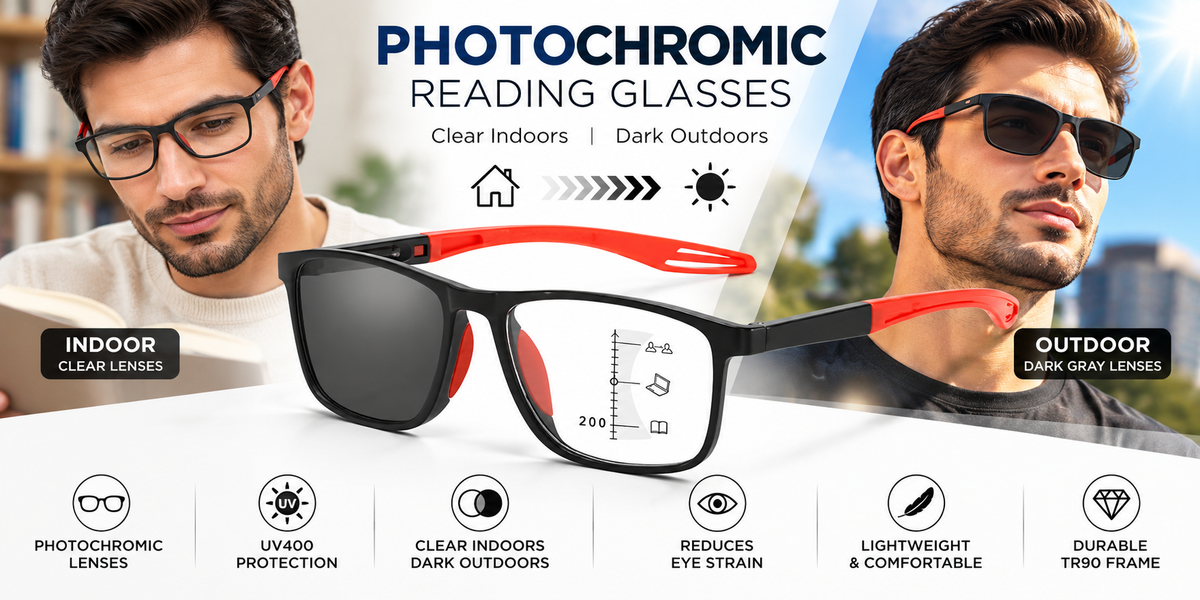 Multi Focus Progressive Photochromic Reading Glasses