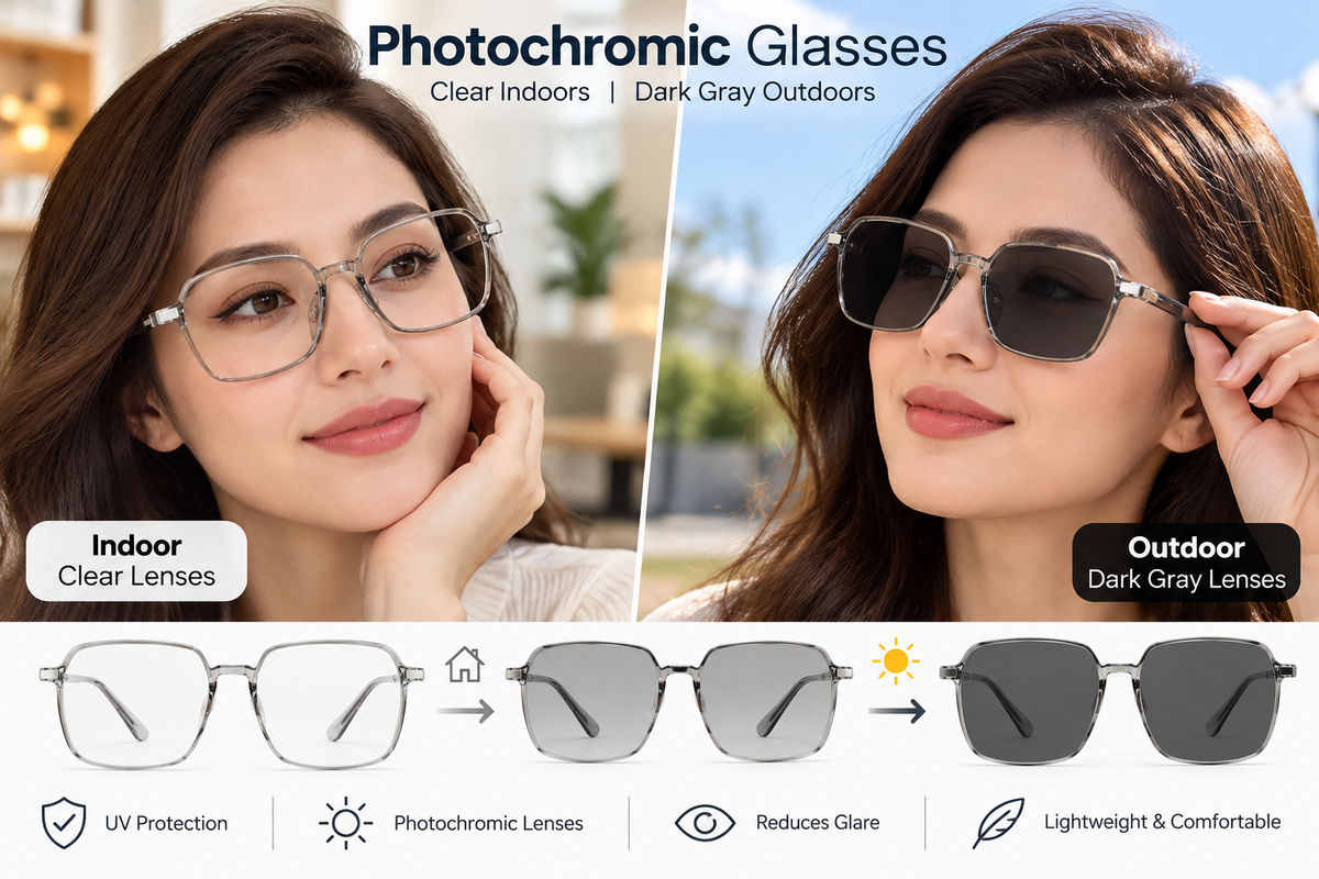Photochromic Glasses, One Pair. Two Modes. Unlimited Comfort.(GU8)