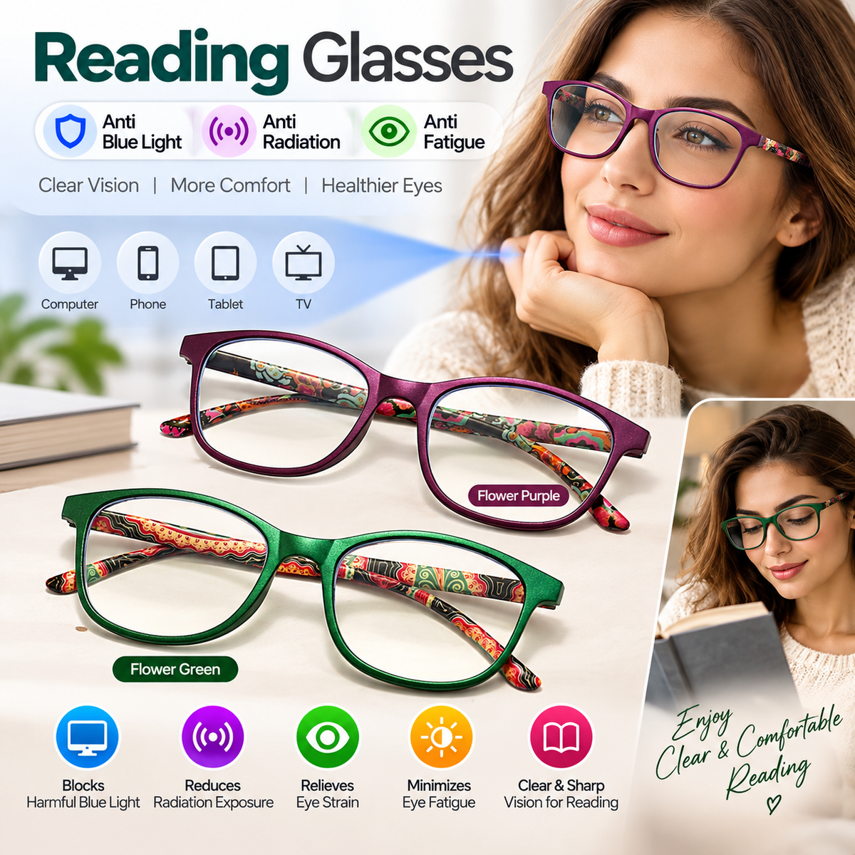Trendy Reading Glasses (Flower)