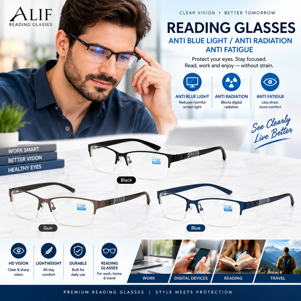 Stylish Reading Glasses (B0)