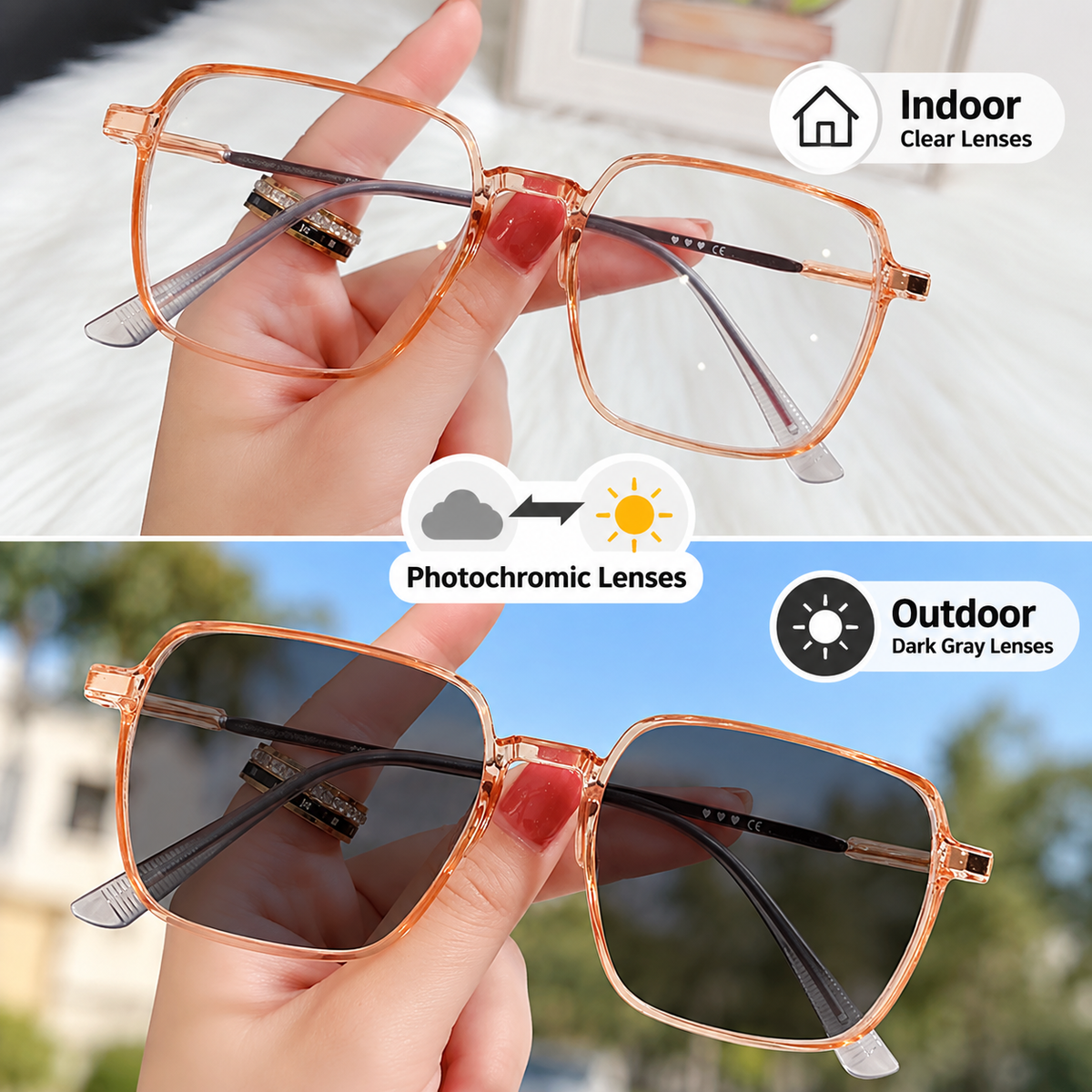 Photochromic Glasses, One Pair. Two Modes. Unlimited Comfort.(GU8)